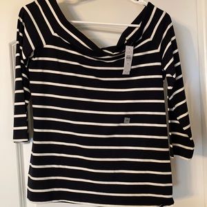 LOFT Off the Shoulder Striped T